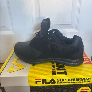 Fila Black Slip-Resistant Sneakers